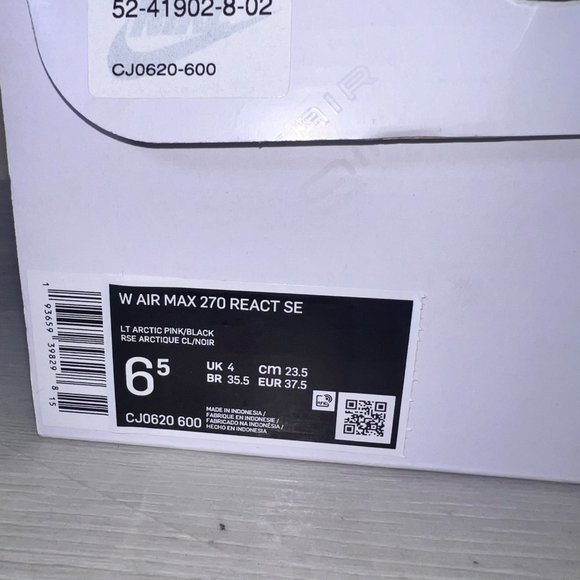 NIKE | Nike Air Max 270 React SE 'Light Arctic Pink' CJ0620-600 Women's 6.5 - Picture 12 of 12